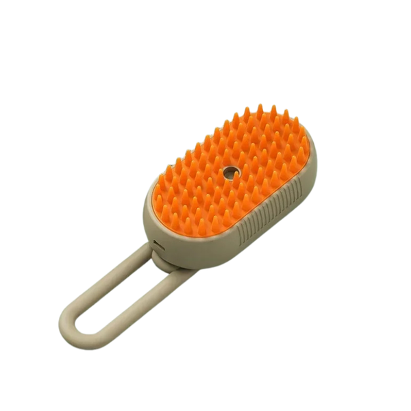 Brosse de toilettage à vapeur pour chiens et chats. Humidificateur intégré. Fenêtre transparente affiche le niveau d'eau. Conception ergonomique de la poignée. Livrée avec un cable USB.