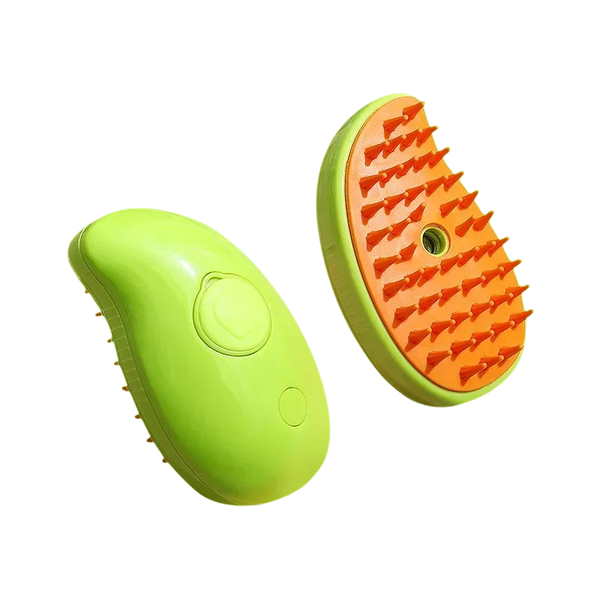 Brosse de toilettage à vapeur pour chiens et chats. Humidificateur intégré. Fenêtre transparente affiche le niveau d'eau. Conception ergonomique de la poignée. Livrée avec un cable USB.