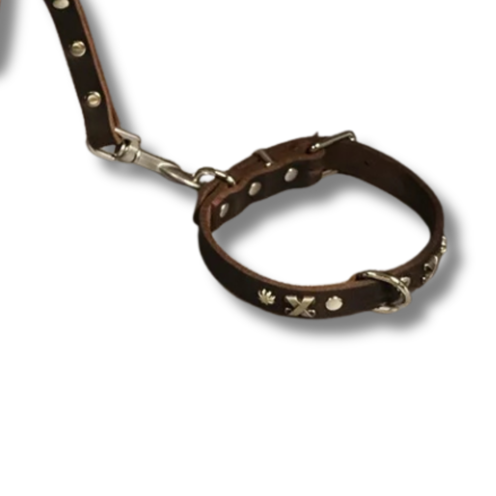 Ambre,  collier et laisse(1,5m) en cuir véritable style retro. Vendu séparément. Fait à la main à partir de cuir de vache supérieure.