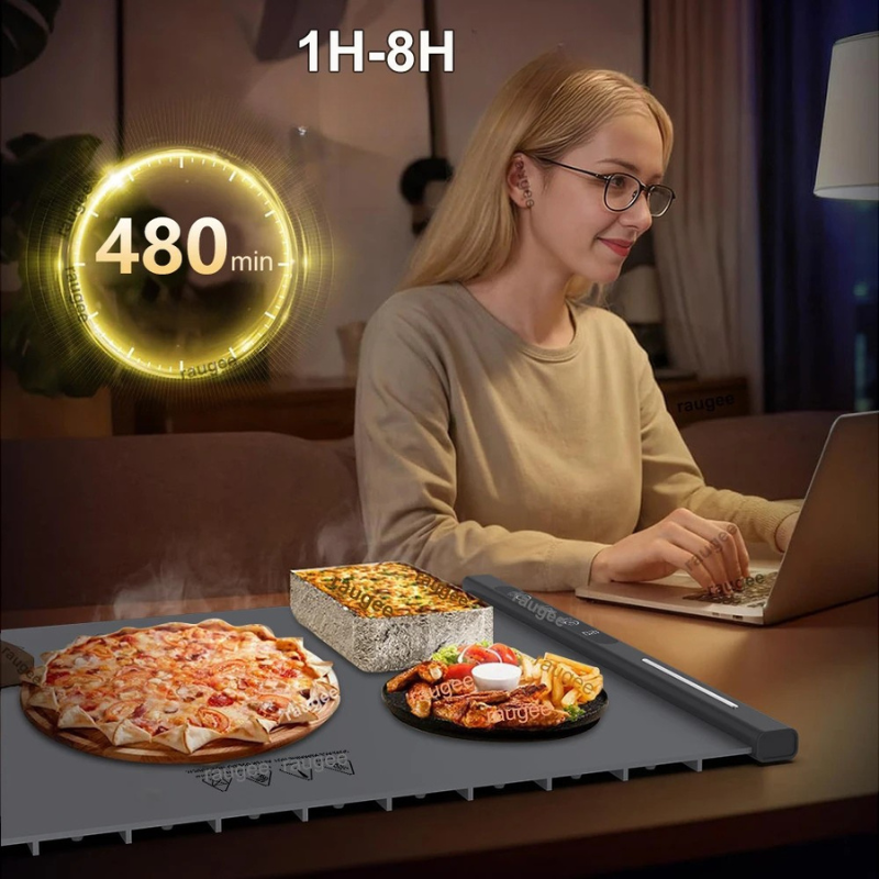 Plateau Chauffant électrique pliable en silicone. Gardez vos plats chauds.