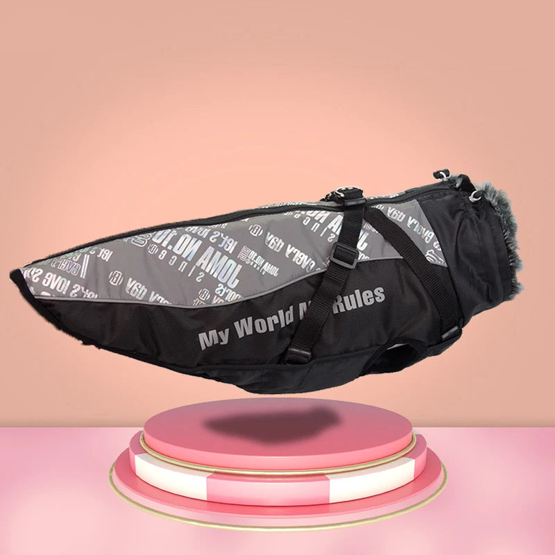 Valmont, veste d'hiver imperméable avec  le col fourrure pour moyen et grand chien