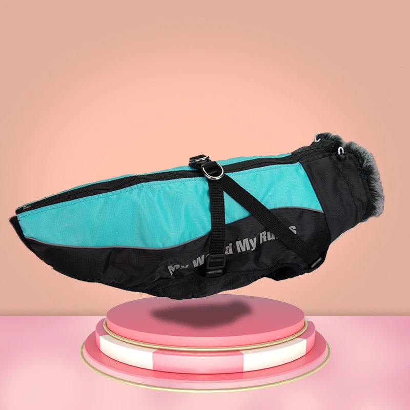 Valmont, veste d'hiver imperméable avec  le col fourrure pour moyen et grand chien