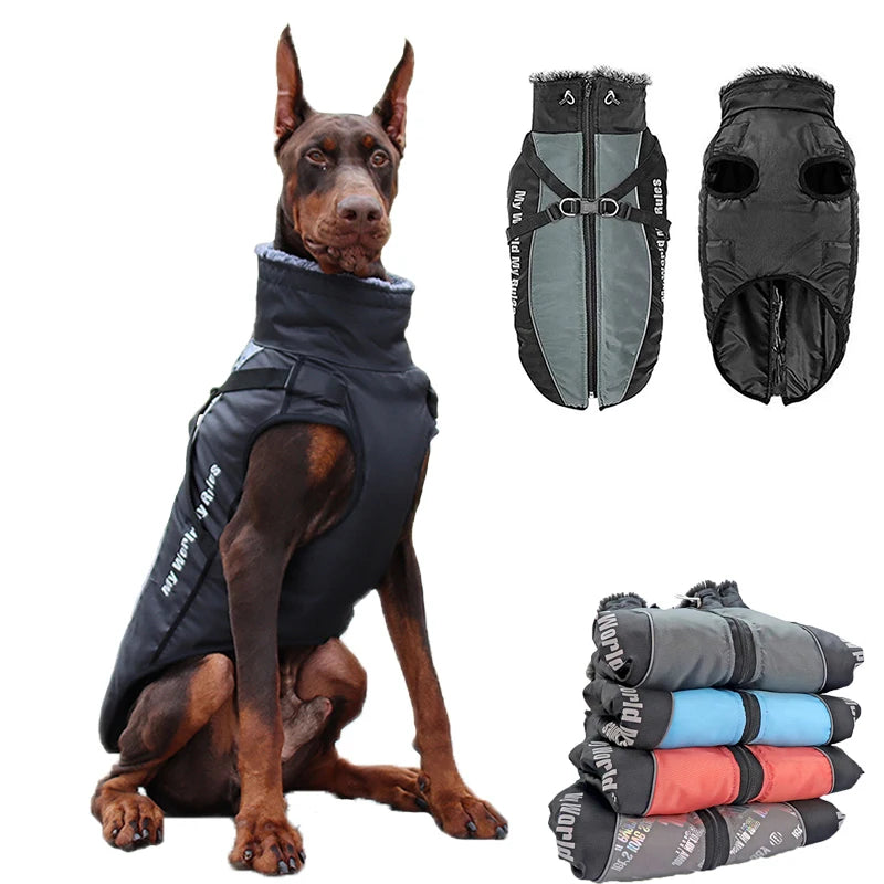 Valmont, veste d'hiver imperméable avec  le col fourrure pour moyen et grand chien