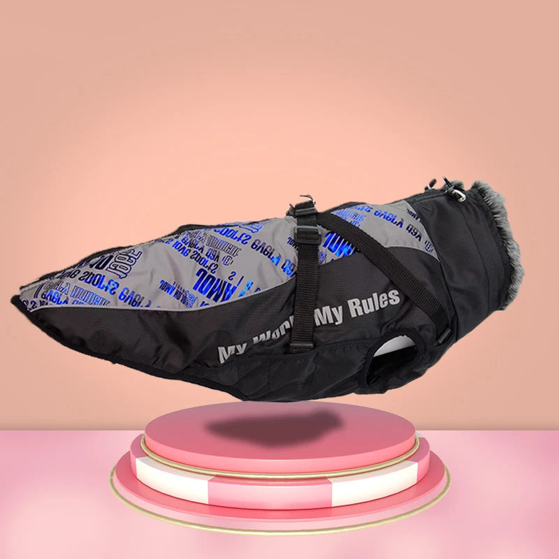 Valmont, veste d'hiver imperméable avec  le col fourrure pour moyen et grand chien