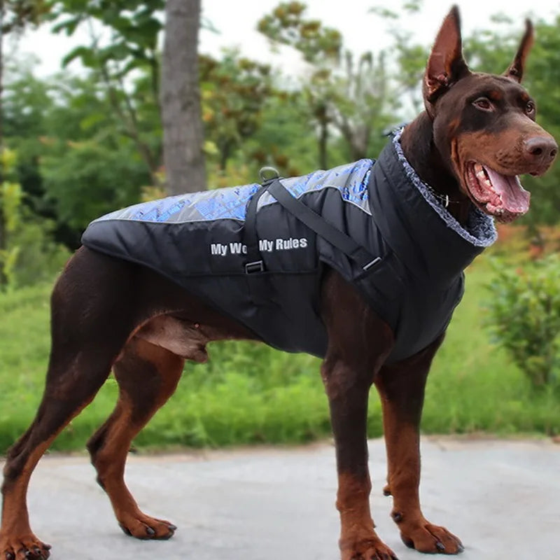 Valmont, veste d'hiver imperméable avec  le col fourrure pour moyen et grand chien