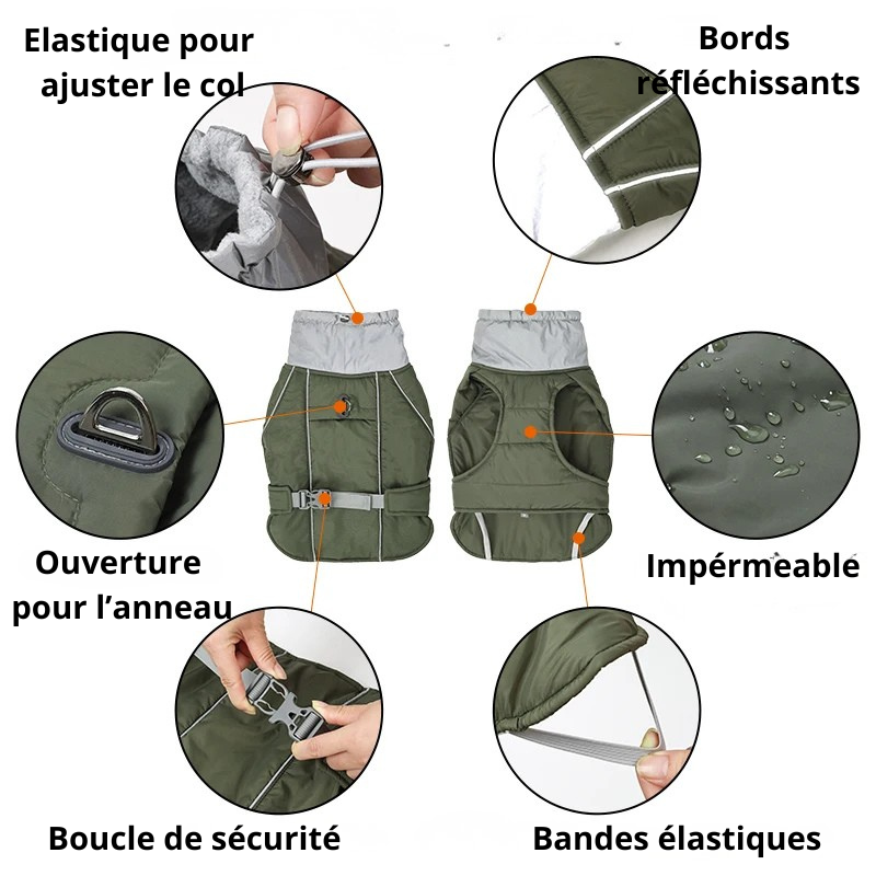 Lou, manteau d'hiver imperméable pour chiens petits, moyens et grands