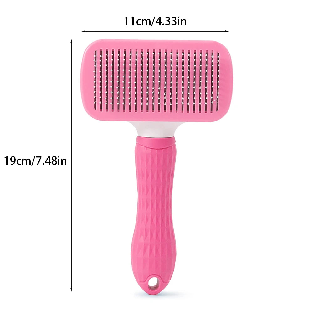 Brosse démêlante, autonettoyante pour chiens et chats.