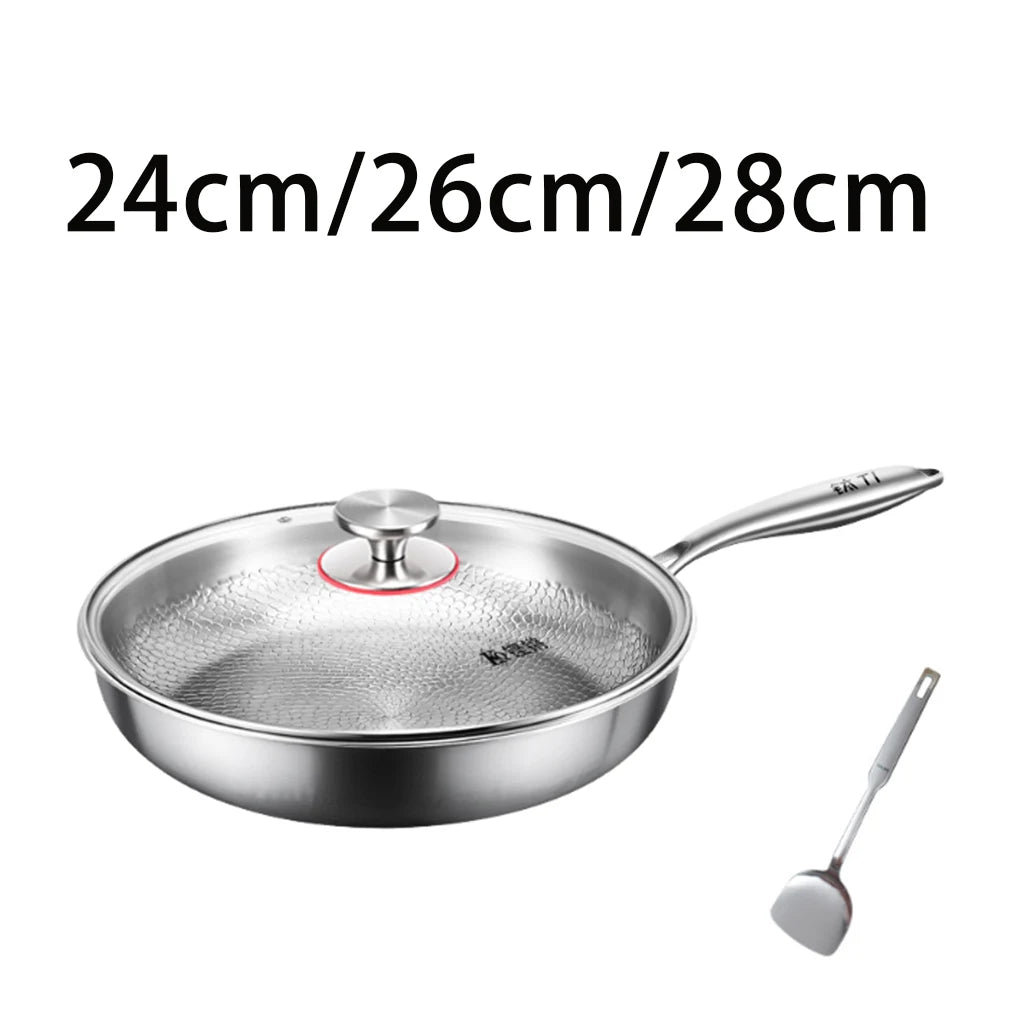 Poêle en Titane avec Couvercle - Antiadhésive Sans Revêtement