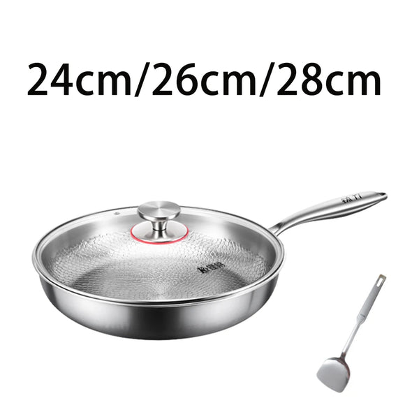 Poêle en Titane avec Couvercle - Antiadhésive Sans Revêtement