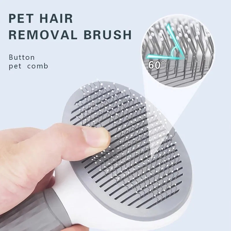 Brosse démêlante, autonettoyante pour chiens et chats.