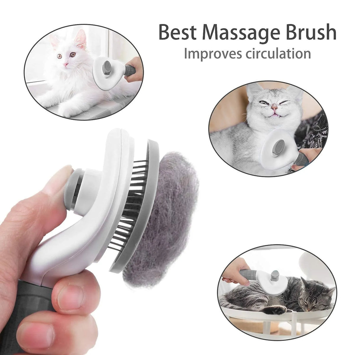 Brosse démêlante, autonettoyante pour chiens et chats.