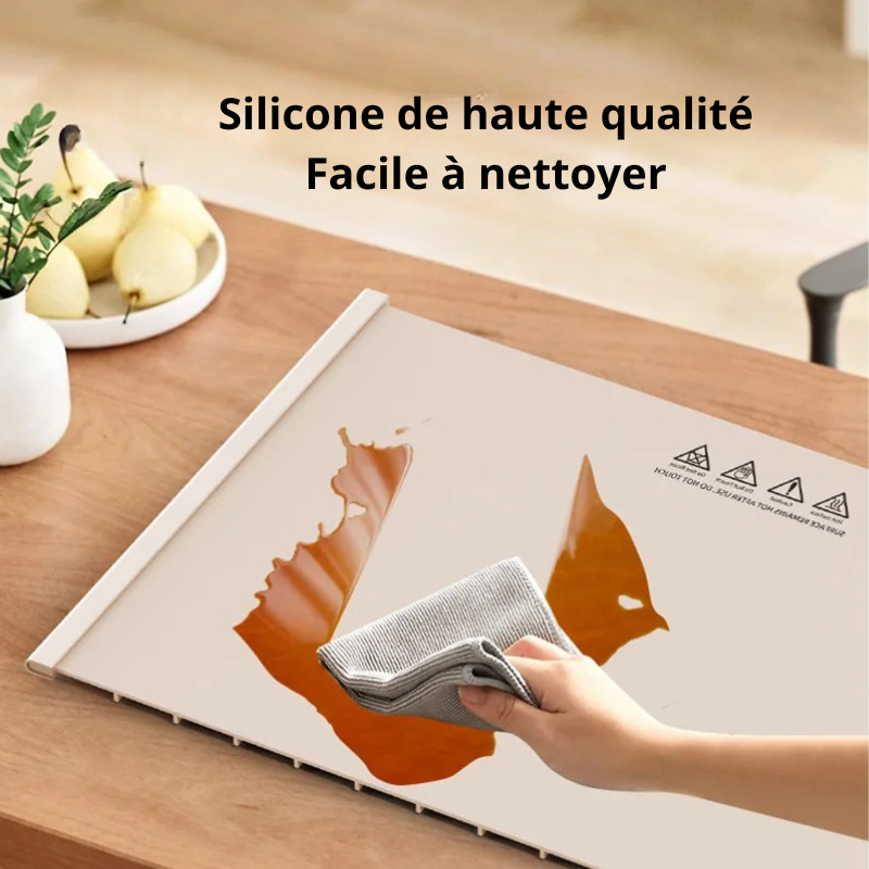 Plateau Chauffant électrique pliable en silicone. Gardez vos plats chauds.