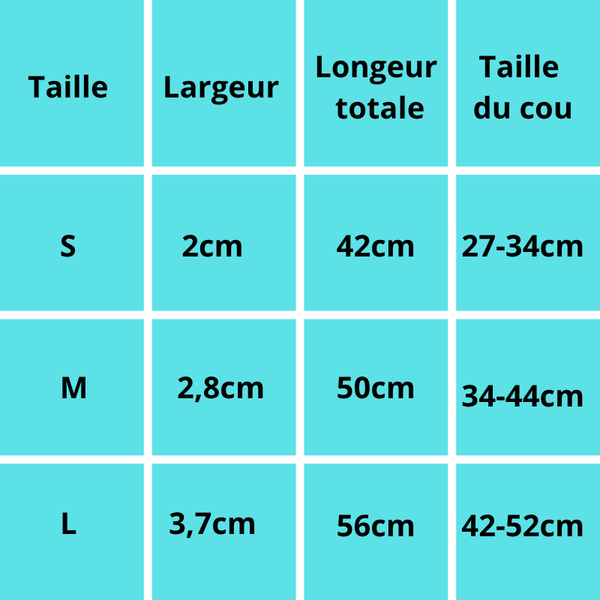 Nono, collier pour chiens en cuir véritable tressé, extrêmement souple en trois couleurs. Ce collier existe en trios tailles : S, M, L. Prenez bien la mesure, laissez un ou deux doigts à l'interieur du collier pour le confort du chien.